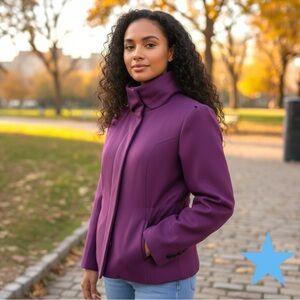 Dalia Purple Wool Jacket Short Coat M 8 NWT New